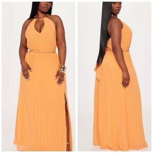 Orange Pleated Maxi